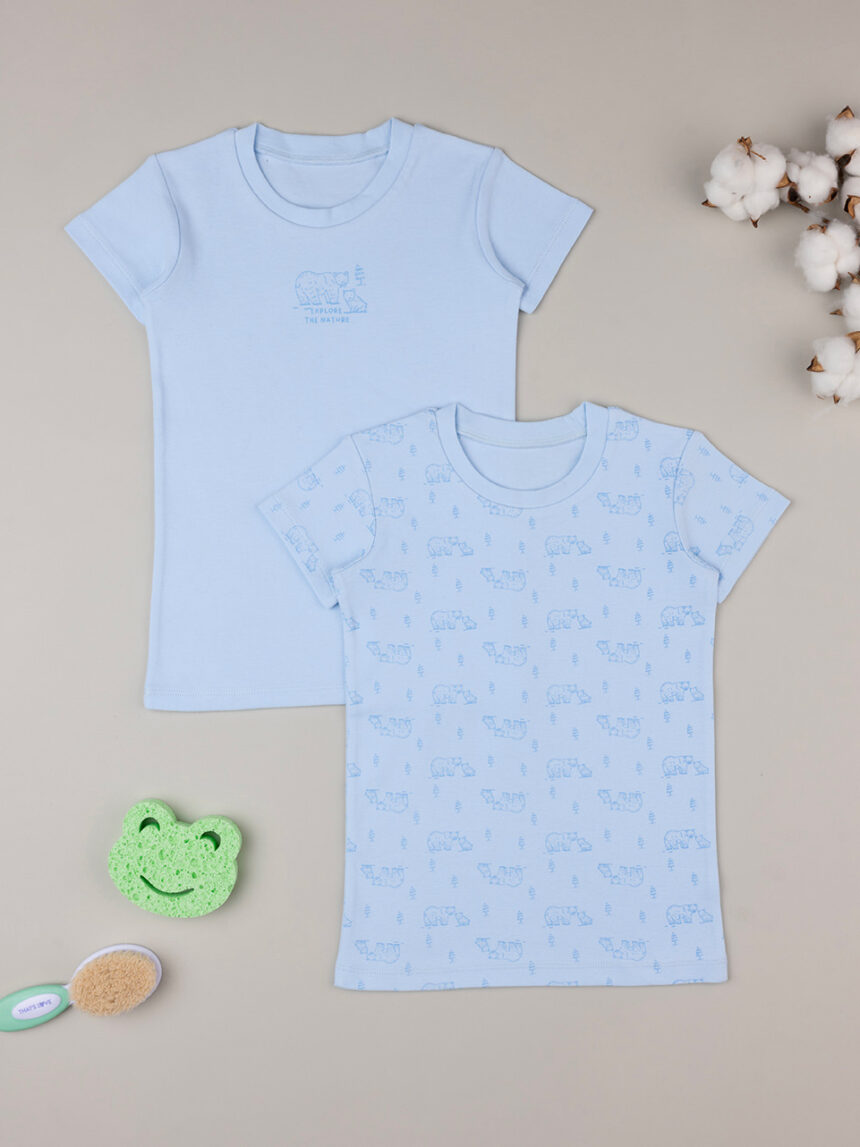 T-shirt azul bebé em algodão orgânico - Prénatal