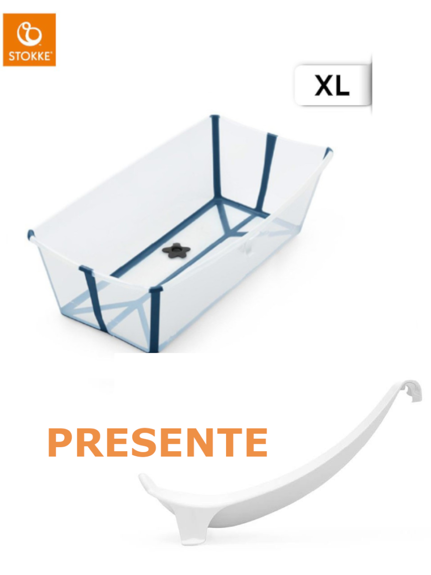 Flexi bath x-large trasparent blue + suporte gratuito - stokke® - Stokke