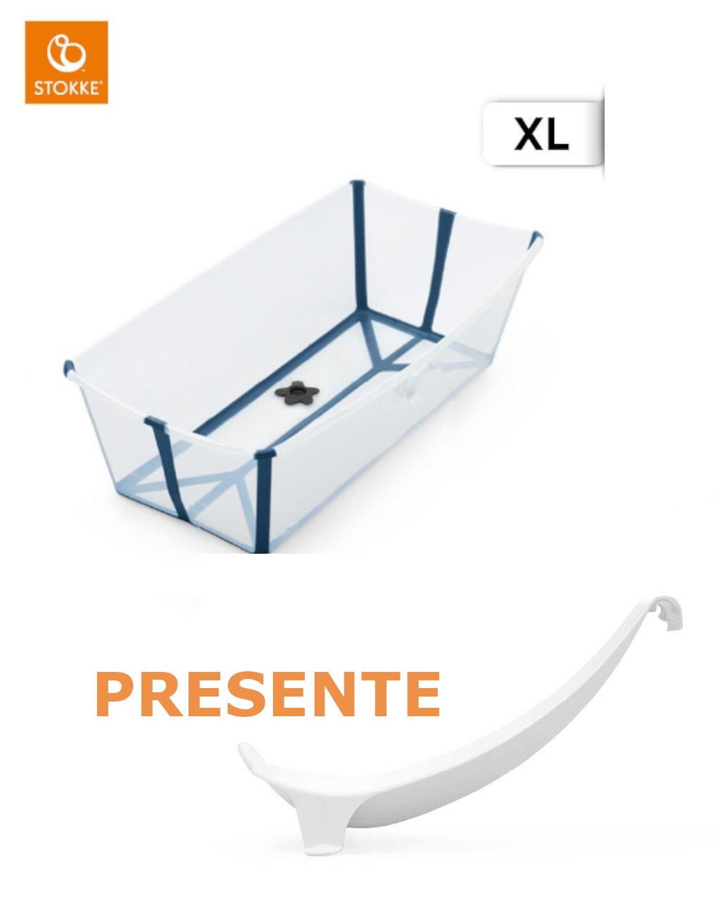 Flexi bath x-large trasparent blue + suporte gratuito - stokke® - Stokke