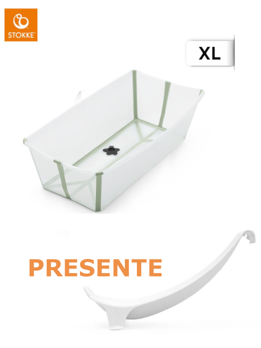 Flexi bath x-large trasparent green + suporte gratuito - stokke® - Stokke