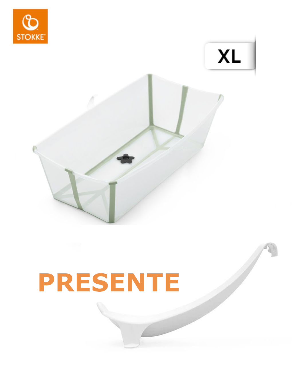 Flexi bath x-large trasparent green + suporte gratuito - stokke® - Stokke