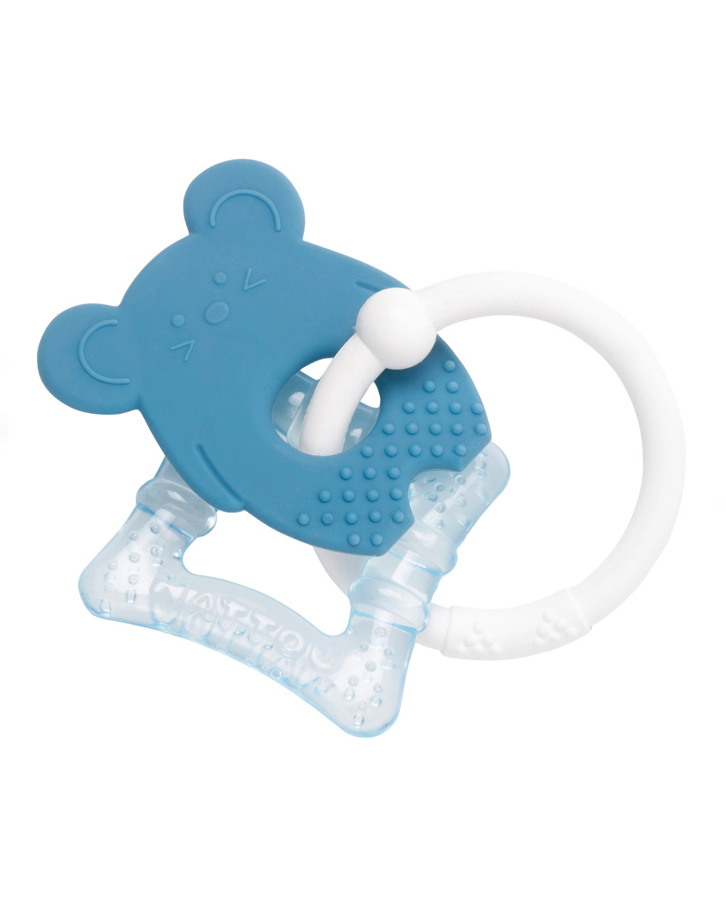 Chocalho de dentição em silicone azul claro com gel refrescante 10 cm - nattou - Nattou