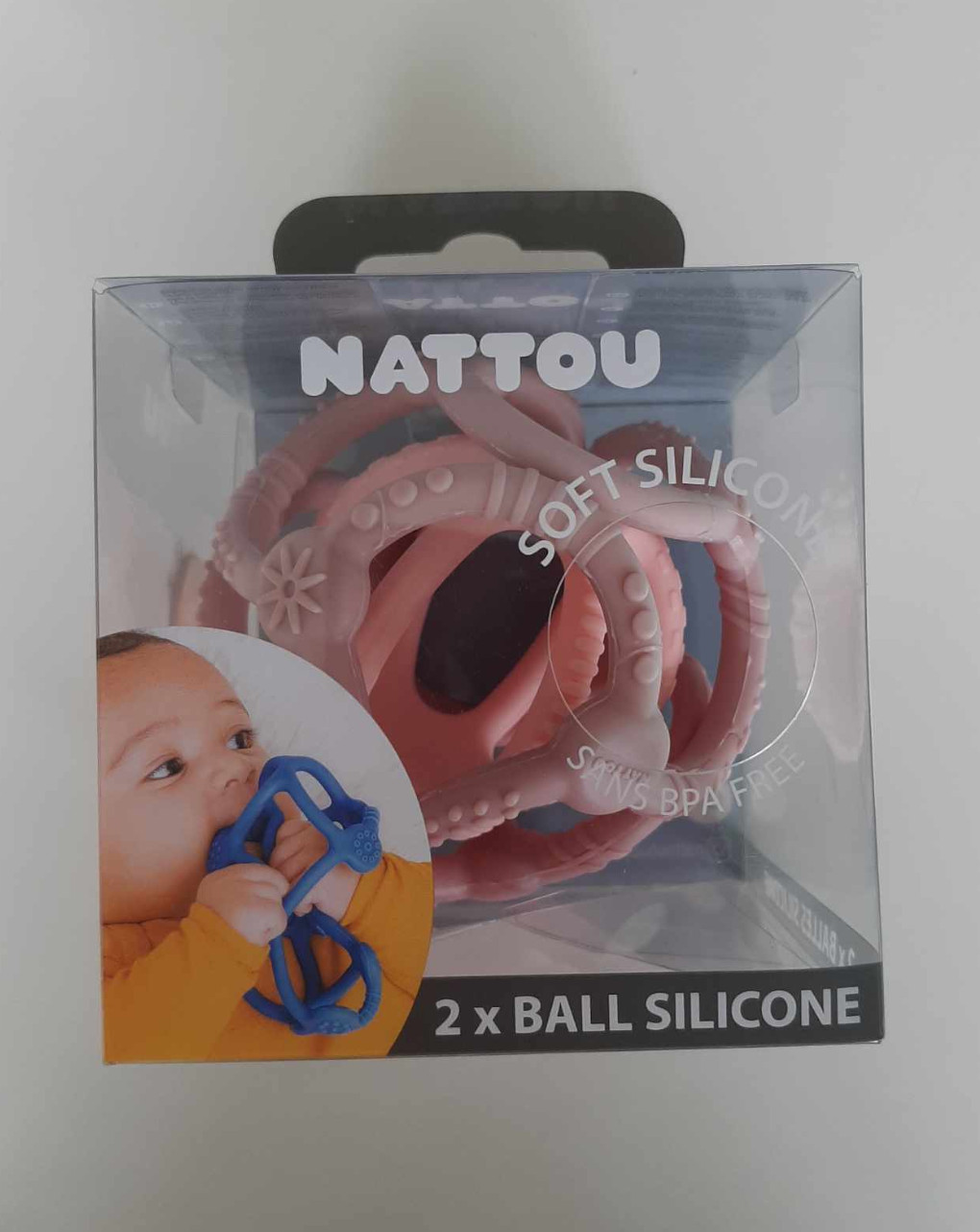 Conjunto de 2 bolas de silicone cor-de-rosa - nattou - Nattou