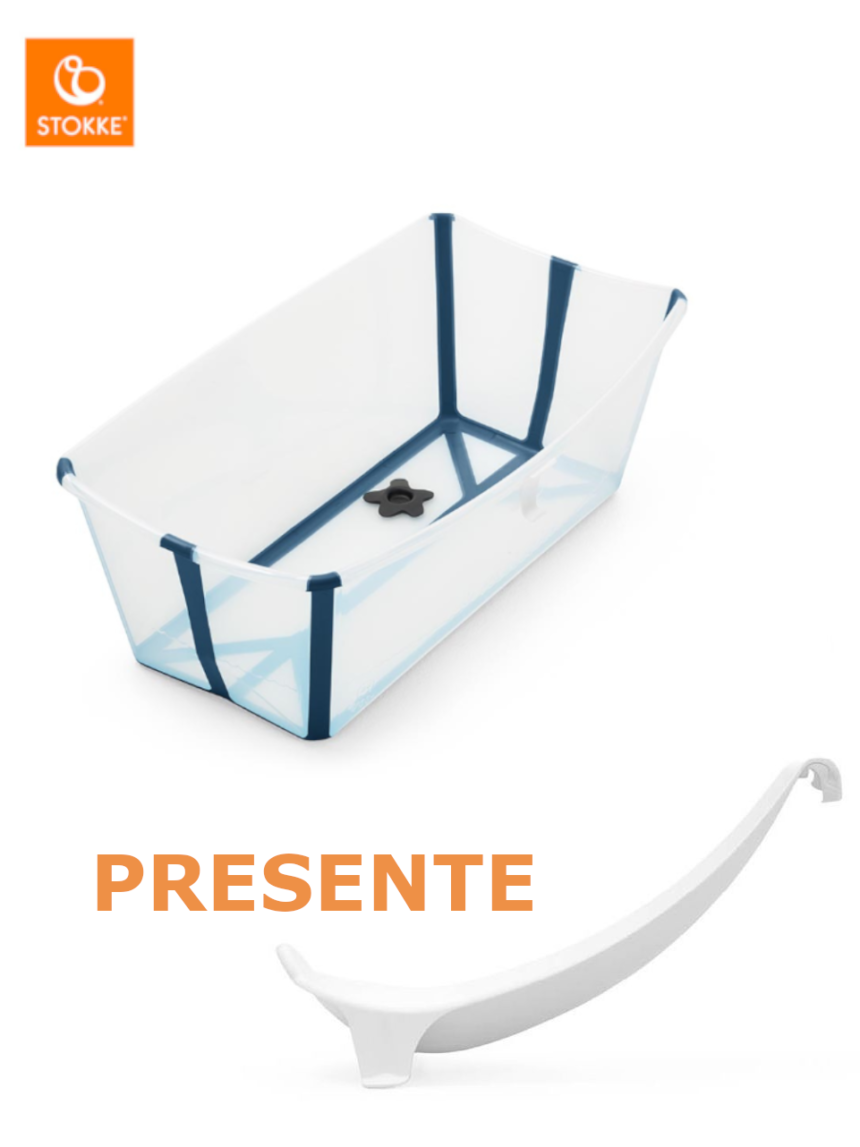 Flexi bath trasparent blue + suporte gratuito - stokke® - Stokke