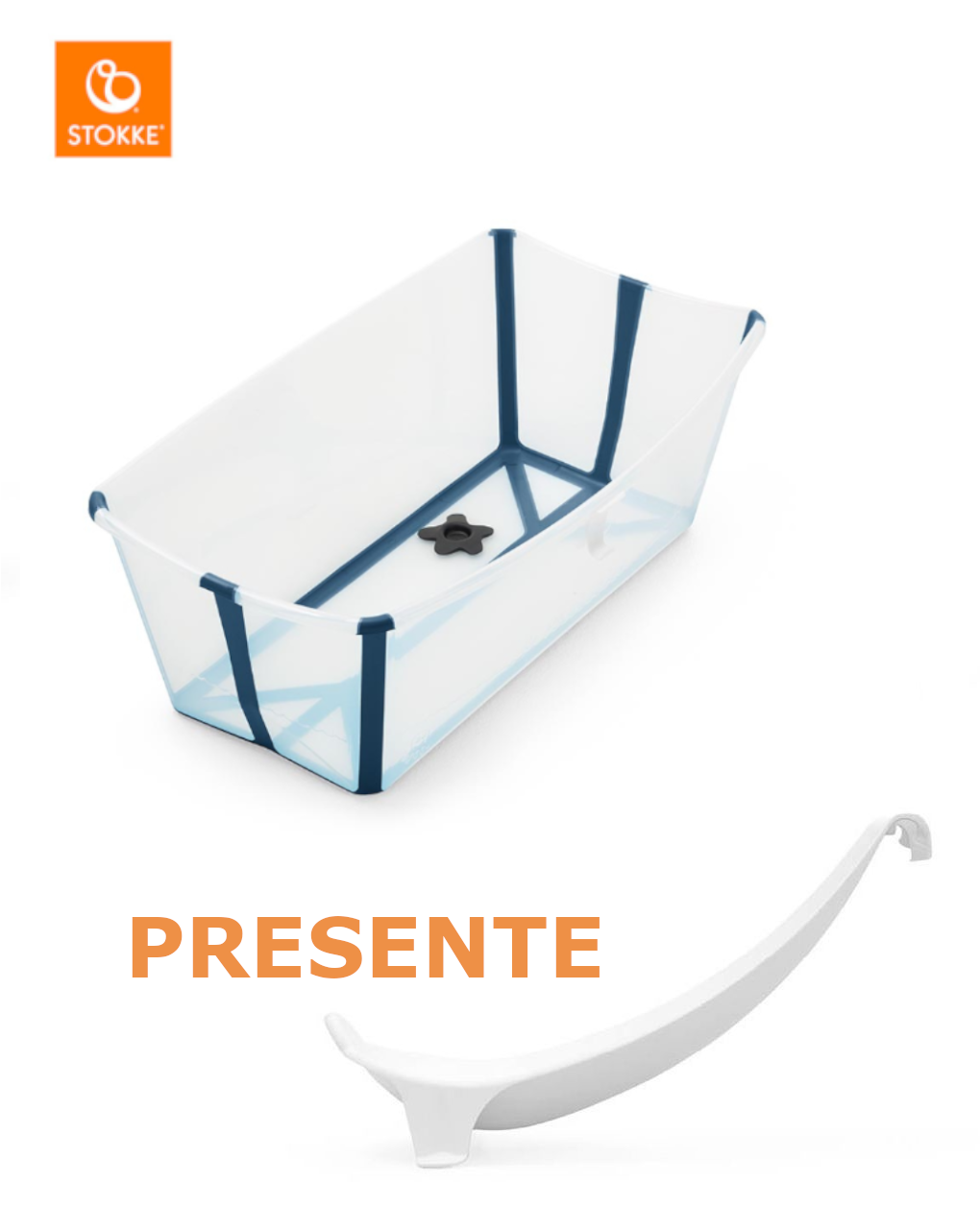 Flexi bath trasparent blue + suporte gratuito - stokke® - Stokke