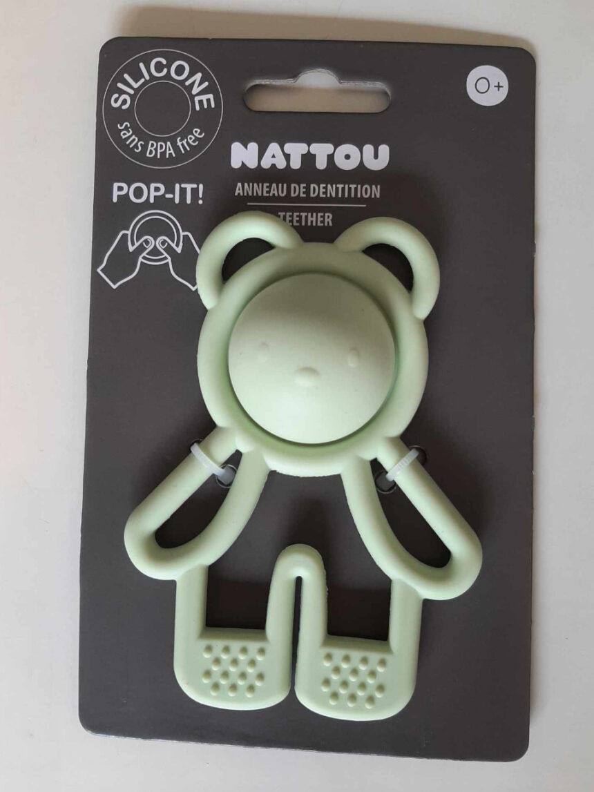 Guizo de dentição pop-it em silicone verde - nattou - Nattou