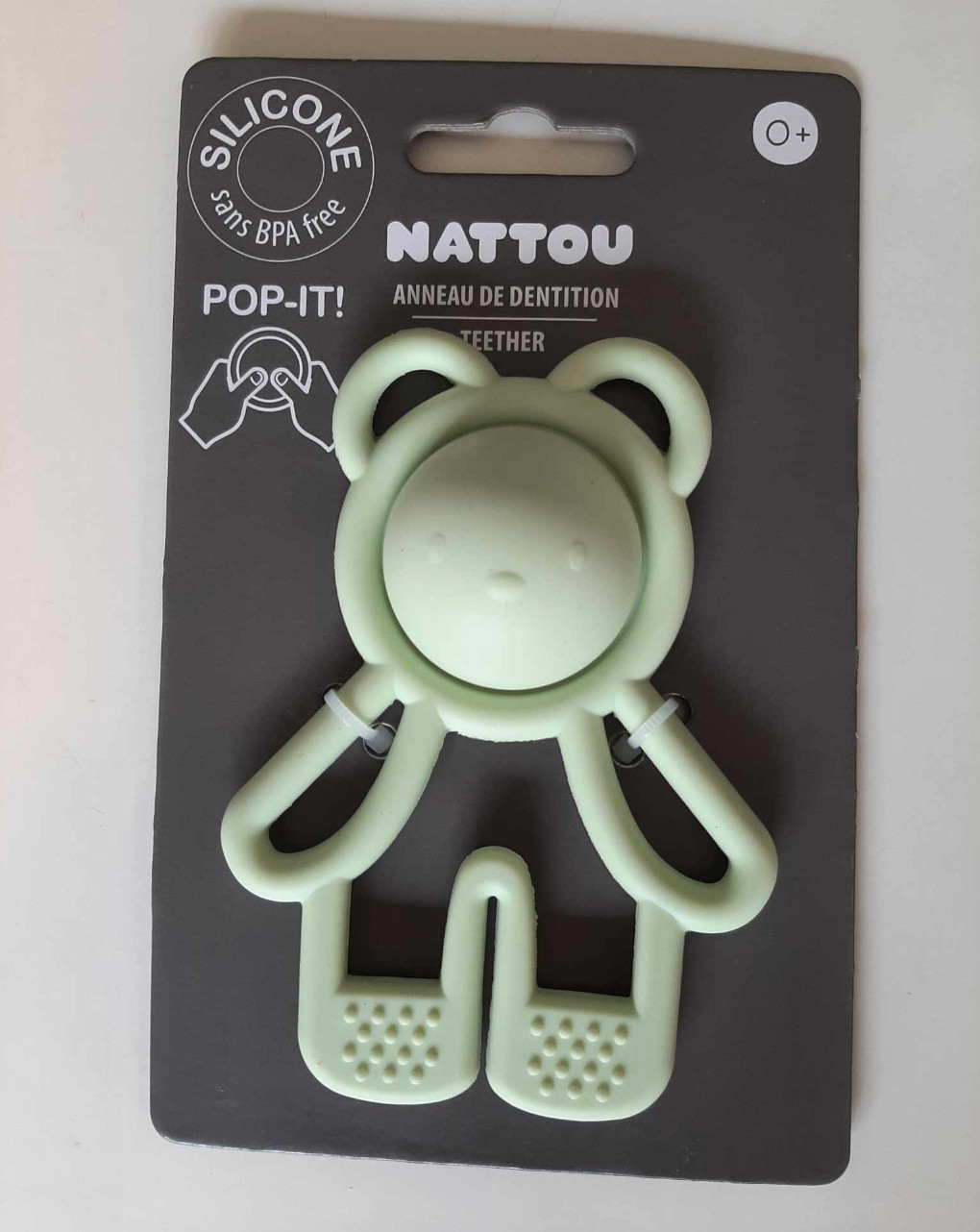 Guizo de dentição pop-it em silicone verde - nattou - Nattou