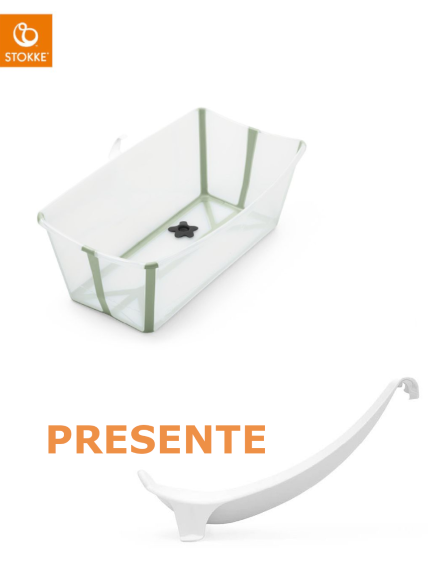Flexi bath trasparent green + suporte gratuito - stokke® - Stokke