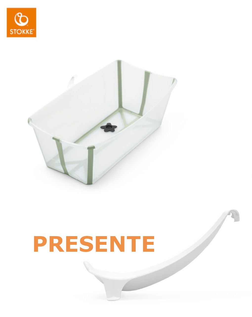 Flexi bath trasparent green + suporte gratuito - stokke® - Stokke