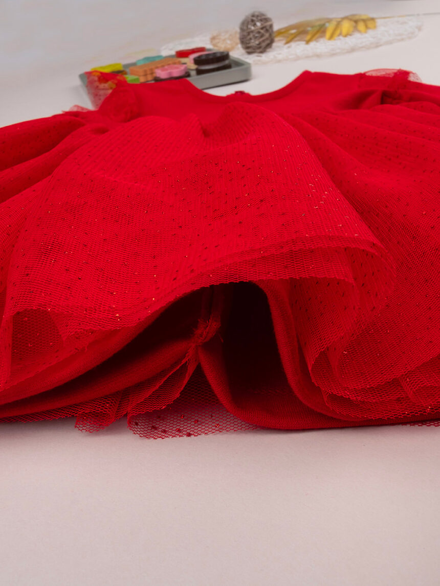 Vestido de ponto vermelho para rapariga - Prénatal