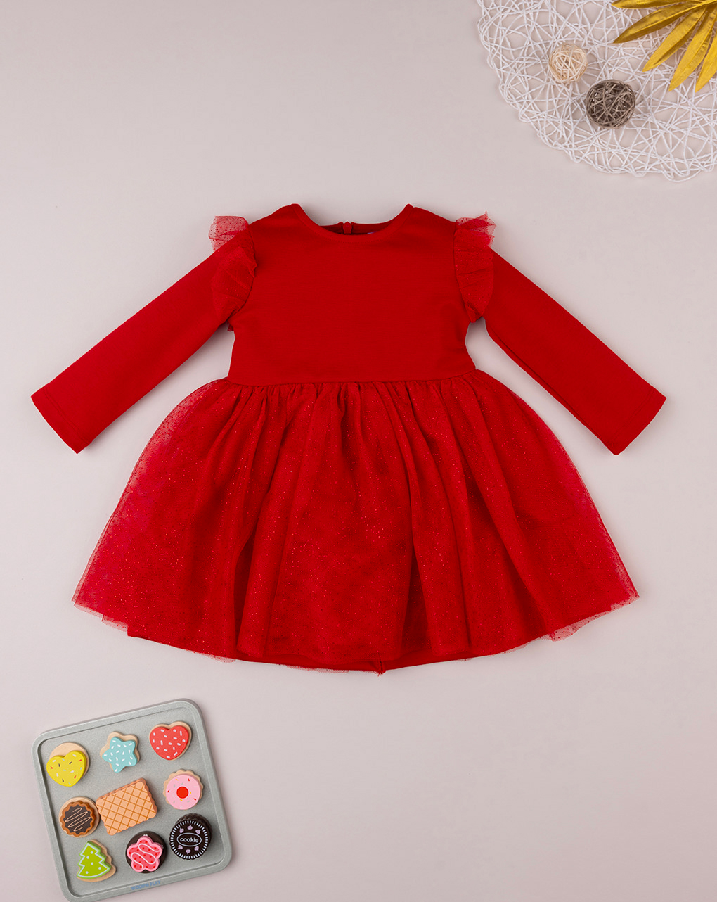 Vestido de ponto vermelho para rapariga - Prénatal