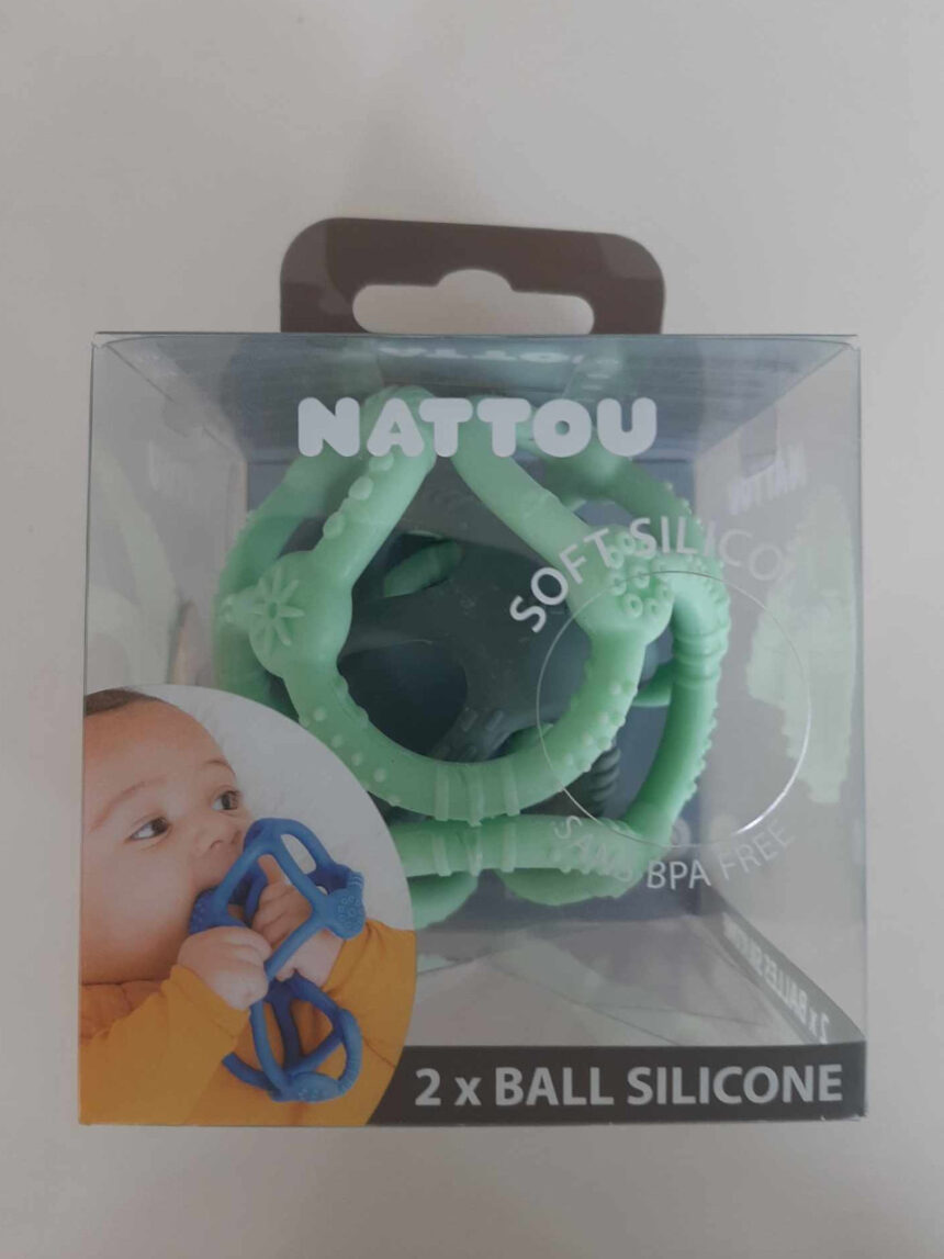Conjunto de 2 bolas de silicone verdes - nattou - Nattou