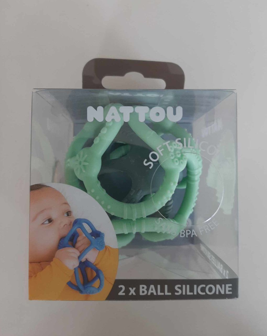 Conjunto de 2 bolas de silicone verdes - nattou - Nattou
