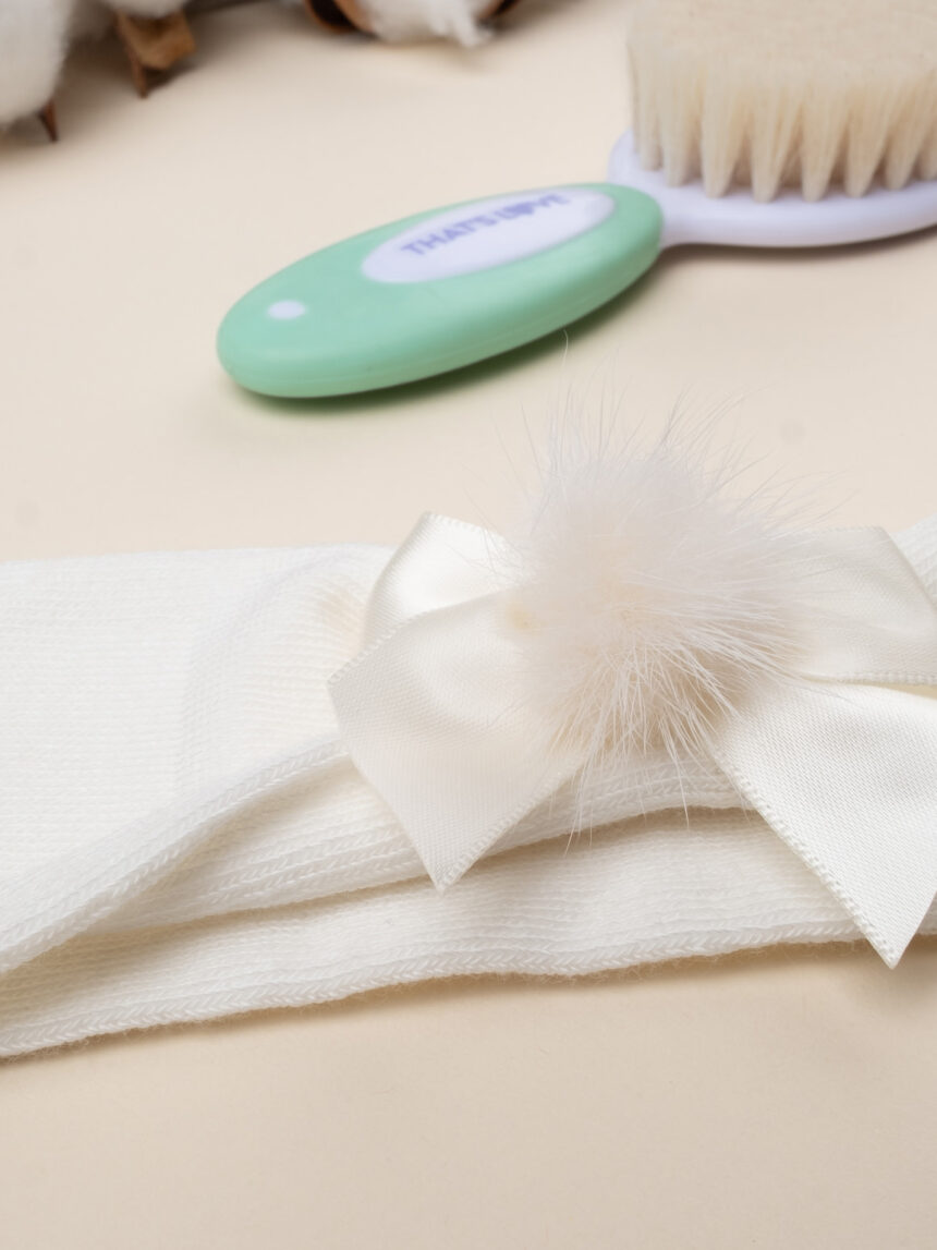 Fita para o cabelo branca para recém-nascido com laço - Prénatal