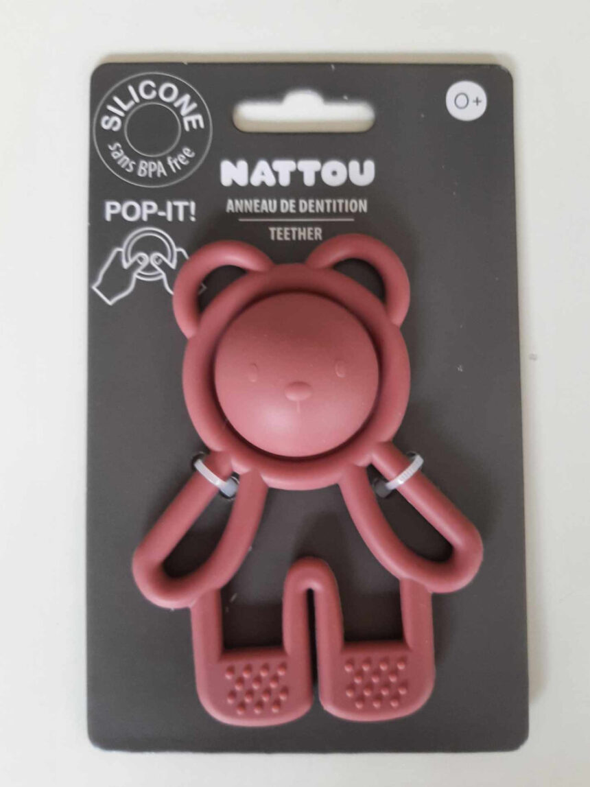 Guizo de dentição pop-it em silicone cor-de-rosa - nattou - Nattou