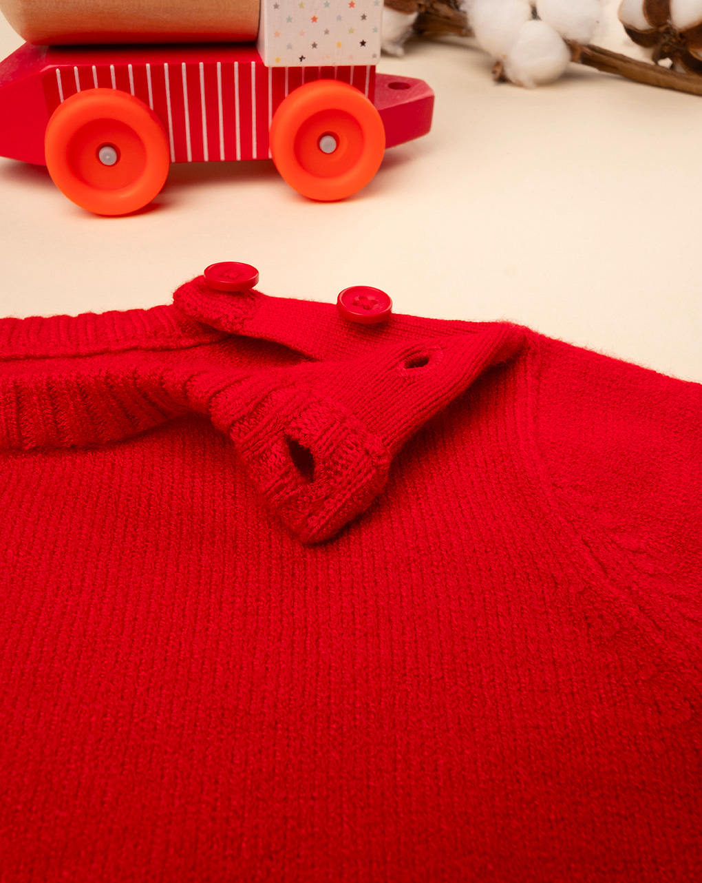 Camisola de tricot vermelha para bebé - Prénatal