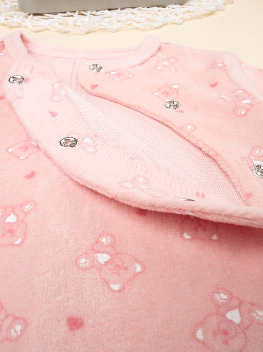 Fato de dormir em chenille rosa para bebé menina - Prénatal