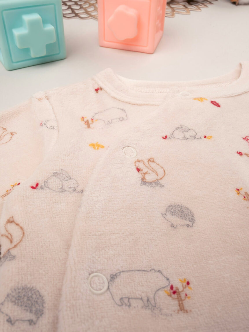 Fato de dormir em chenille bege para bebé - Prénatal