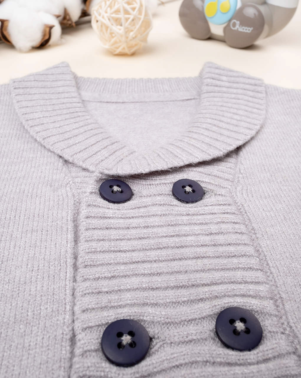 Casaco de tricot clássico para criança bege - Prénatal
