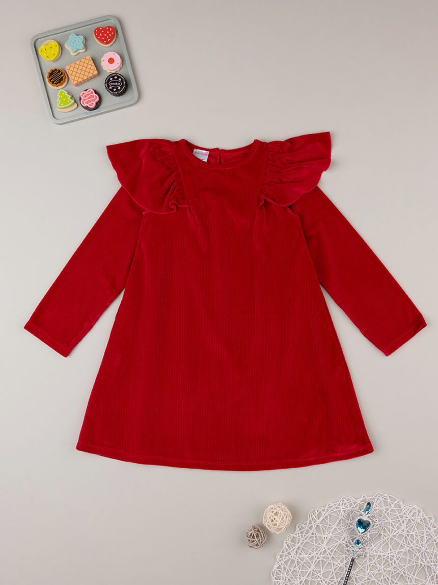 Vestido de veludo vermelho menina - Prénatal