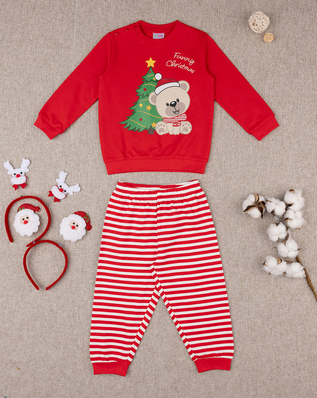 Pijama de bebé vermelho "natal - Prénatal