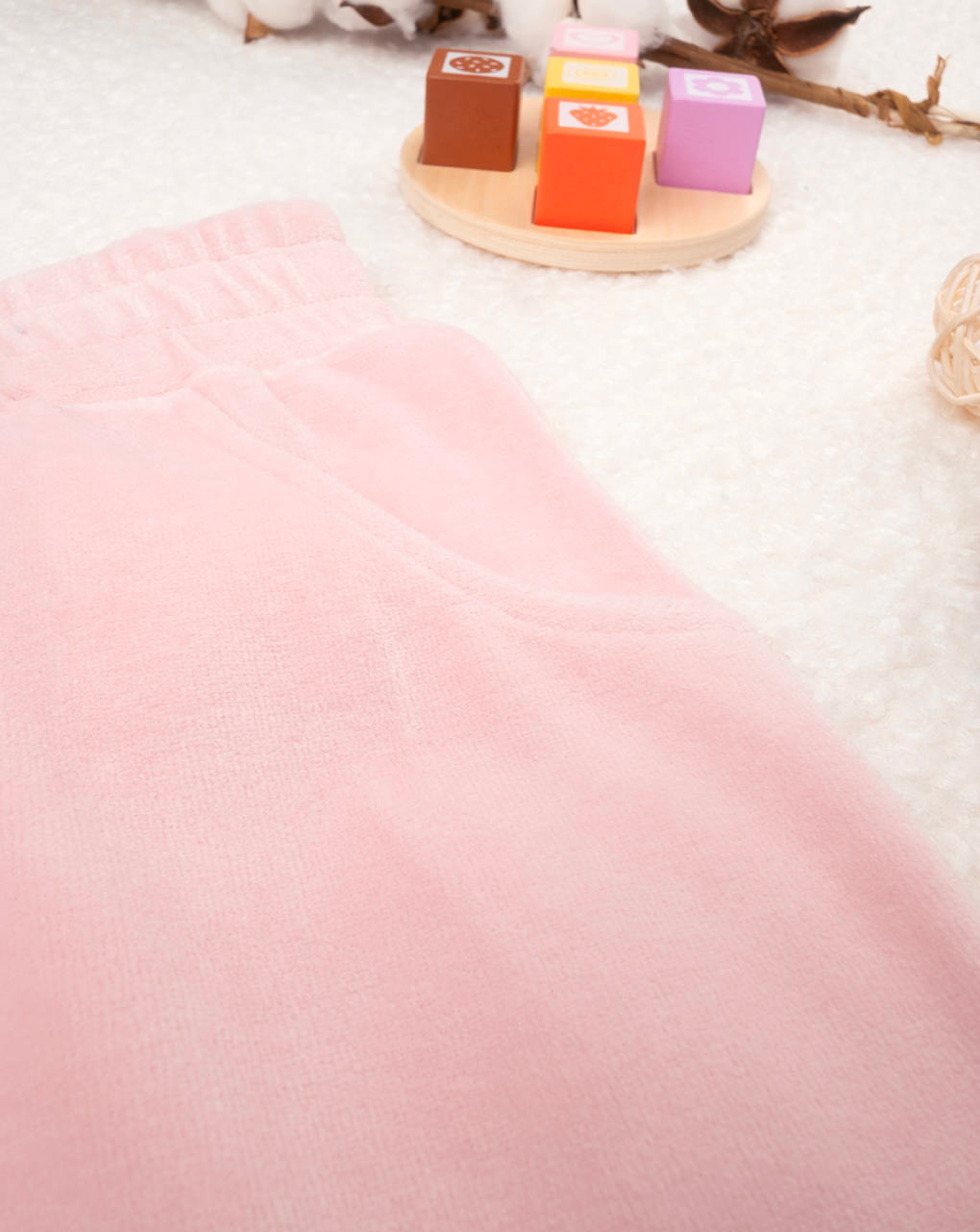 Calças de chenille cor-de-rosa para bebé - Prénatal