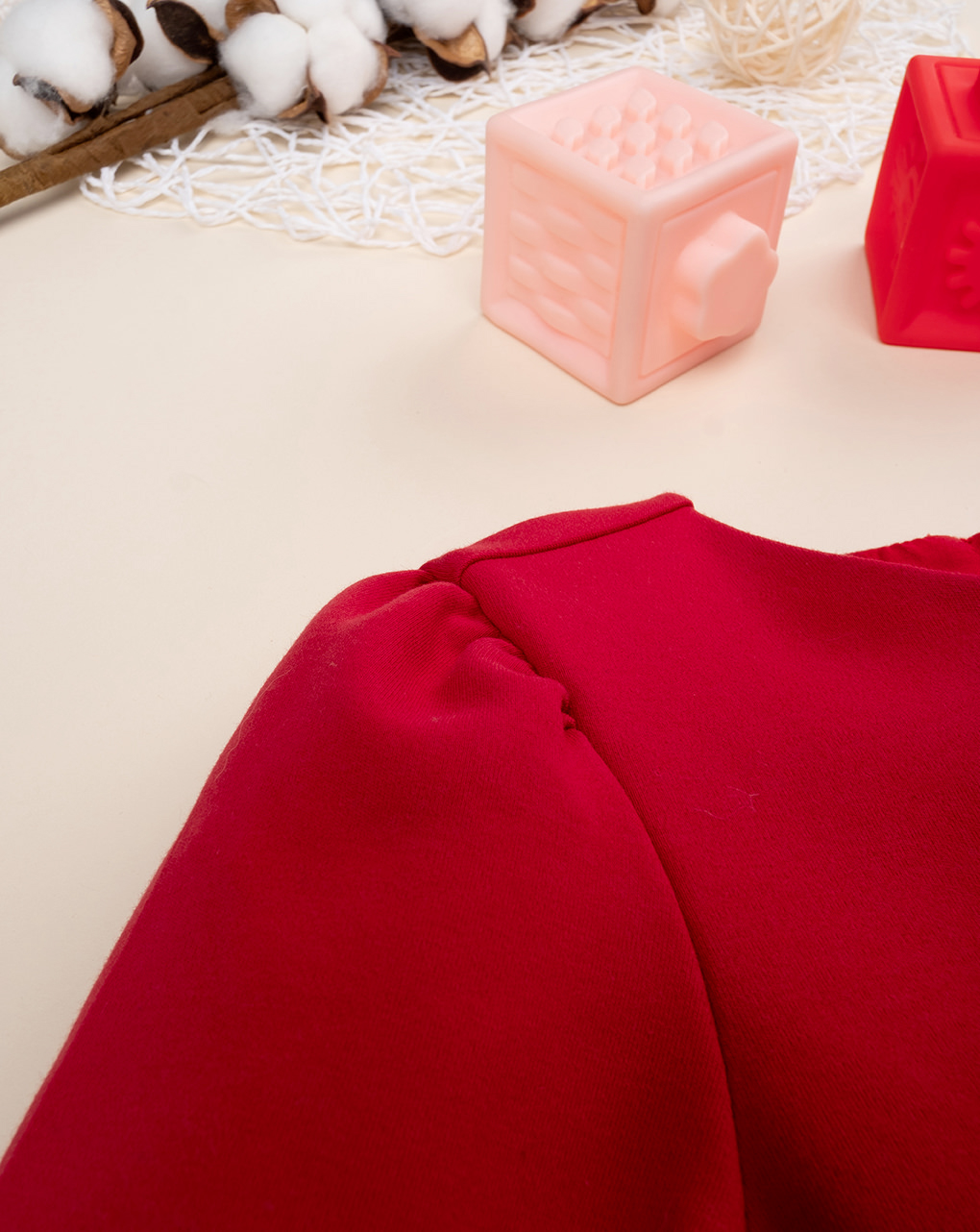 Vestido de ponto milão vermelho para rapariga - Prénatal