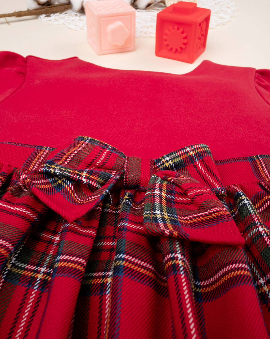 Vestido de ponto milão vermelho para rapariga - Prénatal