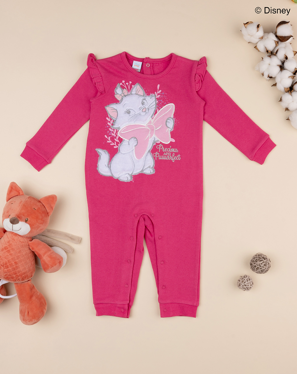 Pijama de pelúcia de algodão orgânico rosa bebé - Prénatal