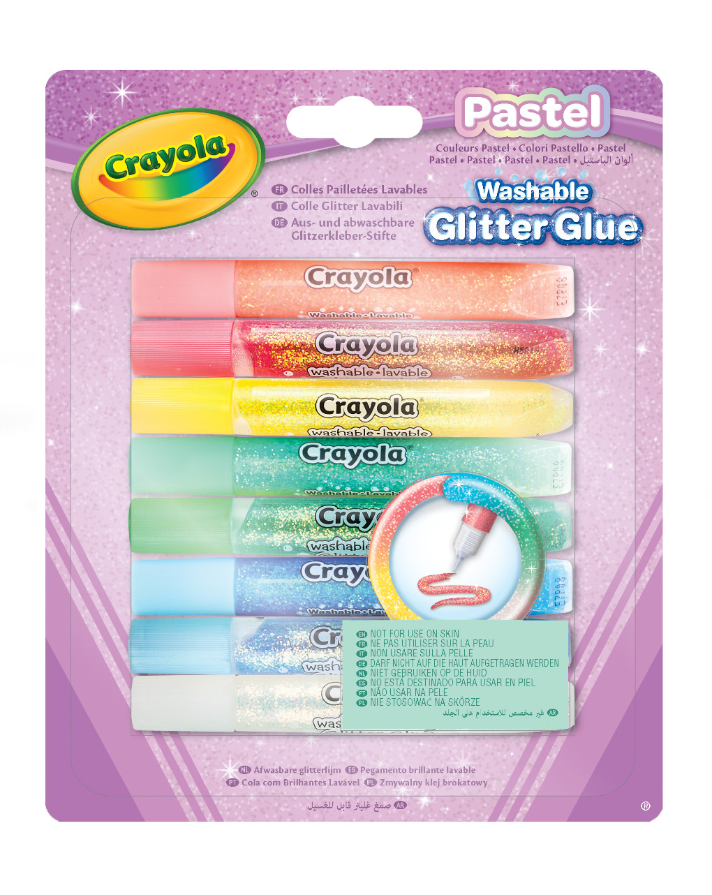 Colas brilhantes laváveis - embalagem de 8 - crayola pastel - Crayola