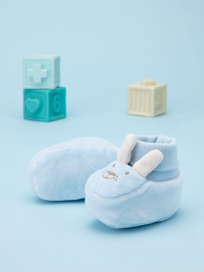 Chinelos de chenille azul bebé - Prénatal