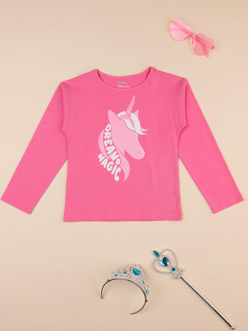 T-shirt de manga comprida em jersey para menina cor-de-rosa - Prénatal