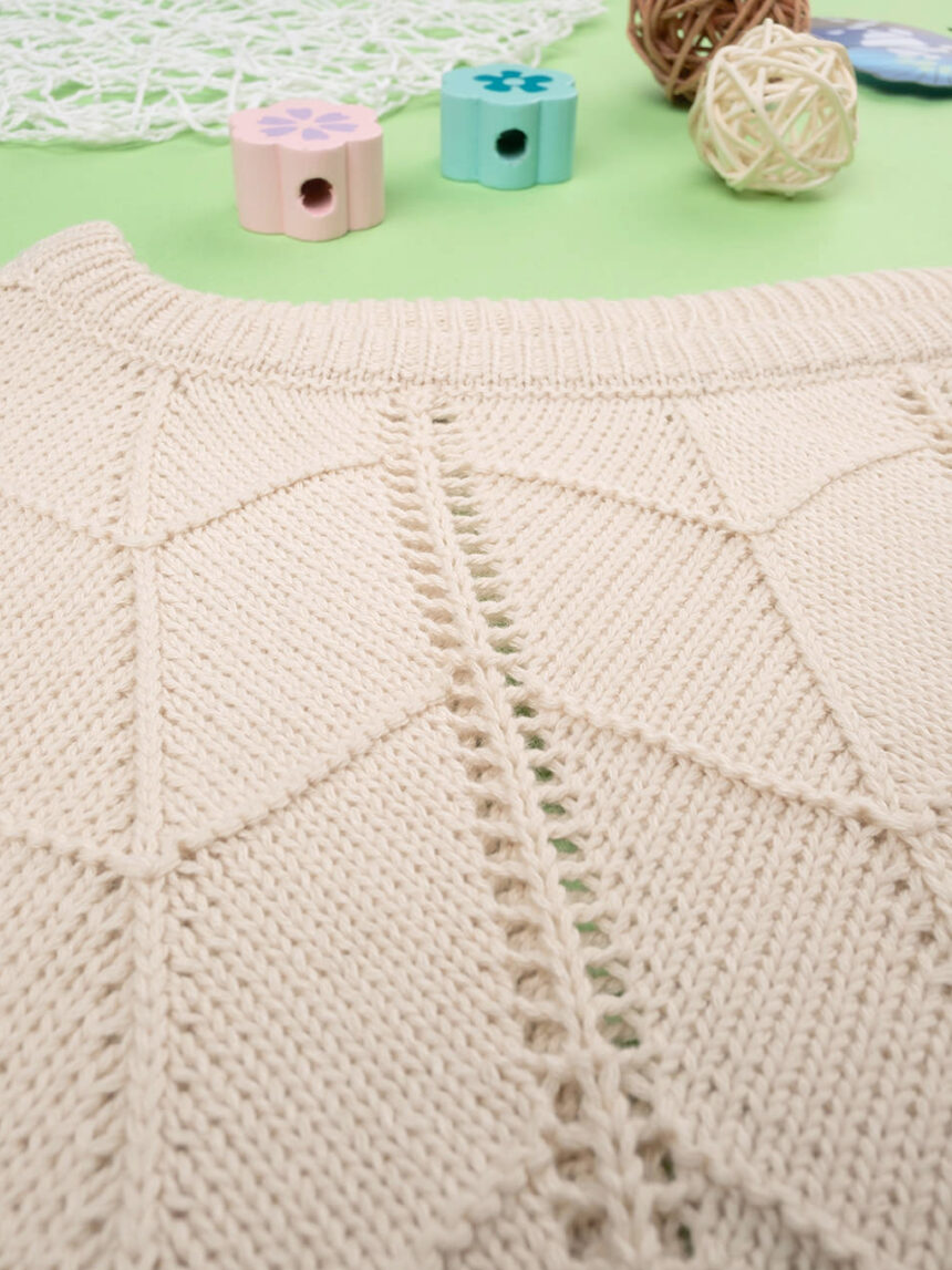 Camisola perfurada de tricot bege para rapariga - Prénatal