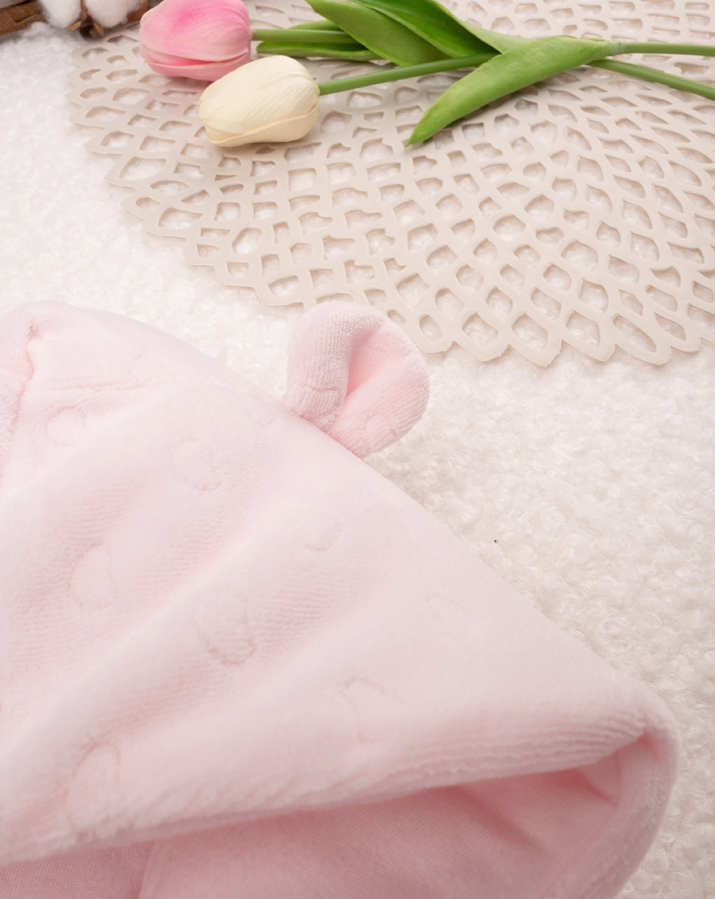Casaco de menina em chenille de algodão orgânico cor-de-rosa - Prénatal