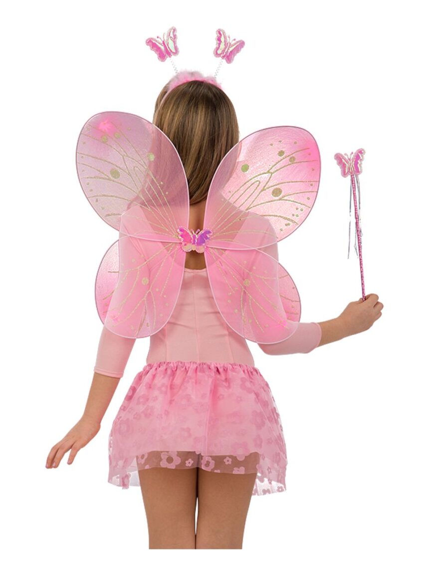 Conjunto borboleta cor-de-rosa para bebé (asas h. cm. 45x40 + saia + bandolete e varinha) - carnival toys - Carnival Toys