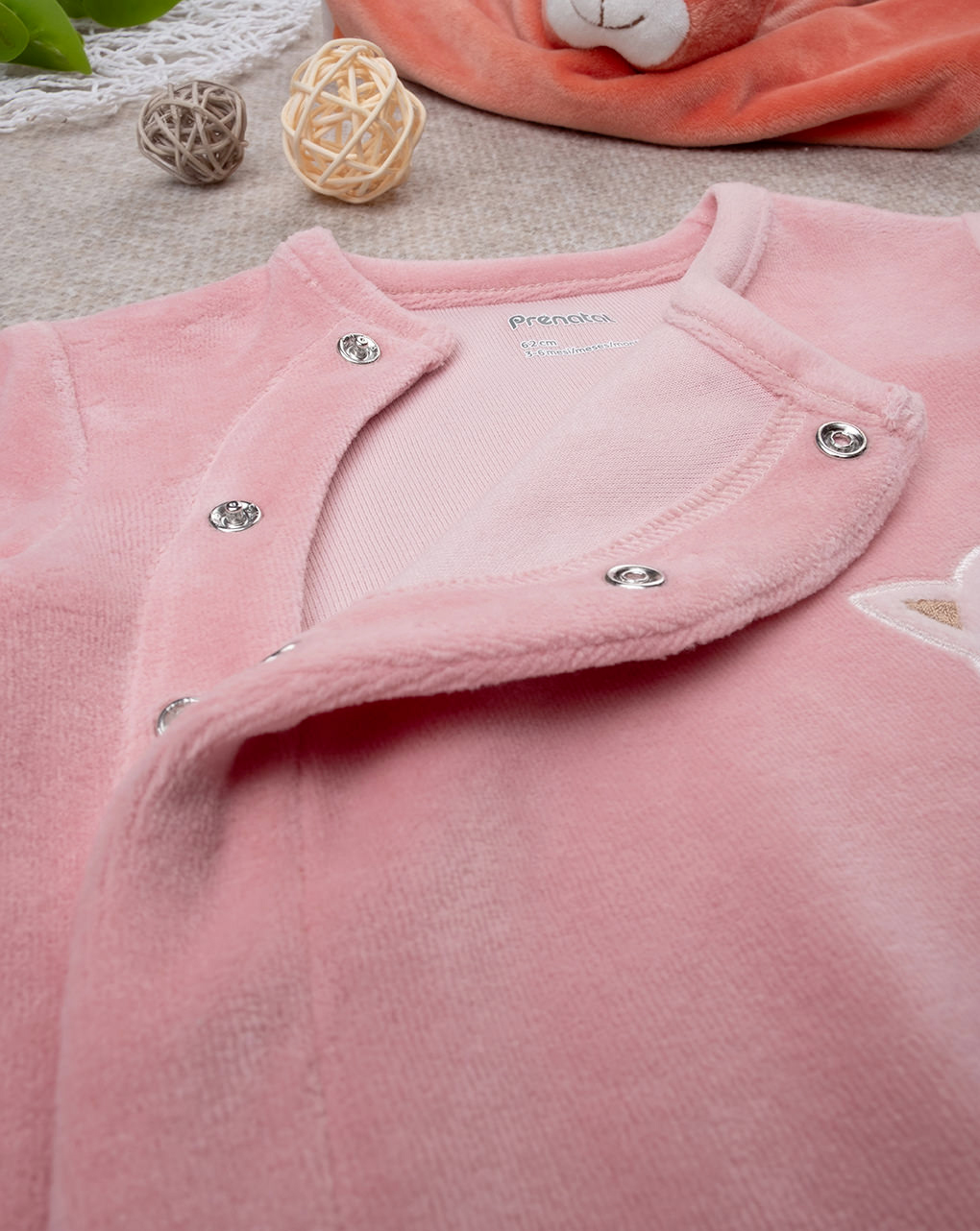 Fato de chenille rosa para bebé menina - Prénatal