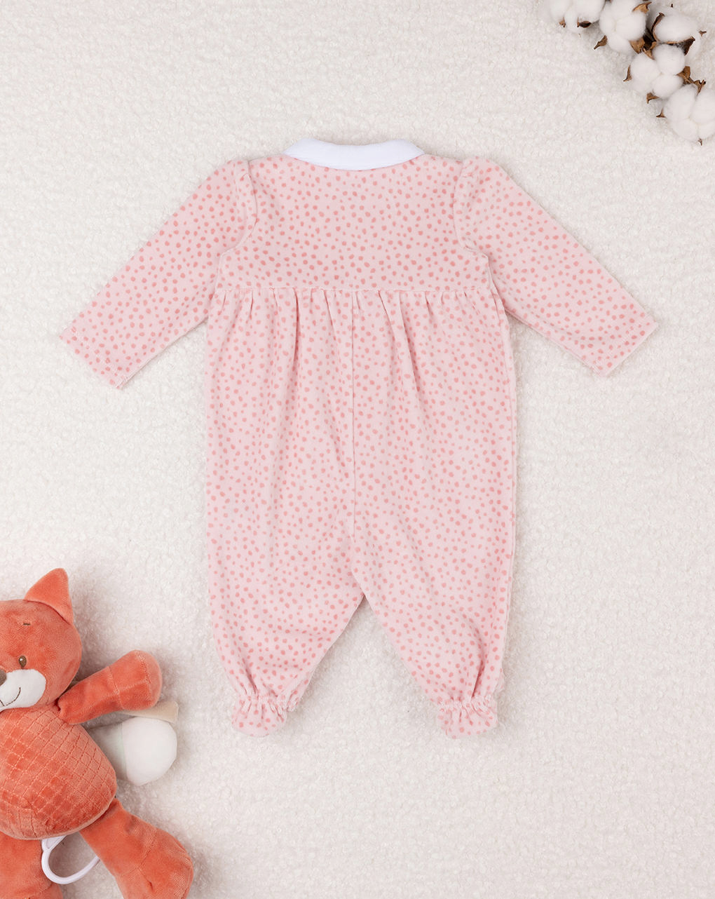 Fato de dormir em chenille rosa para bebé menina - Prénatal
