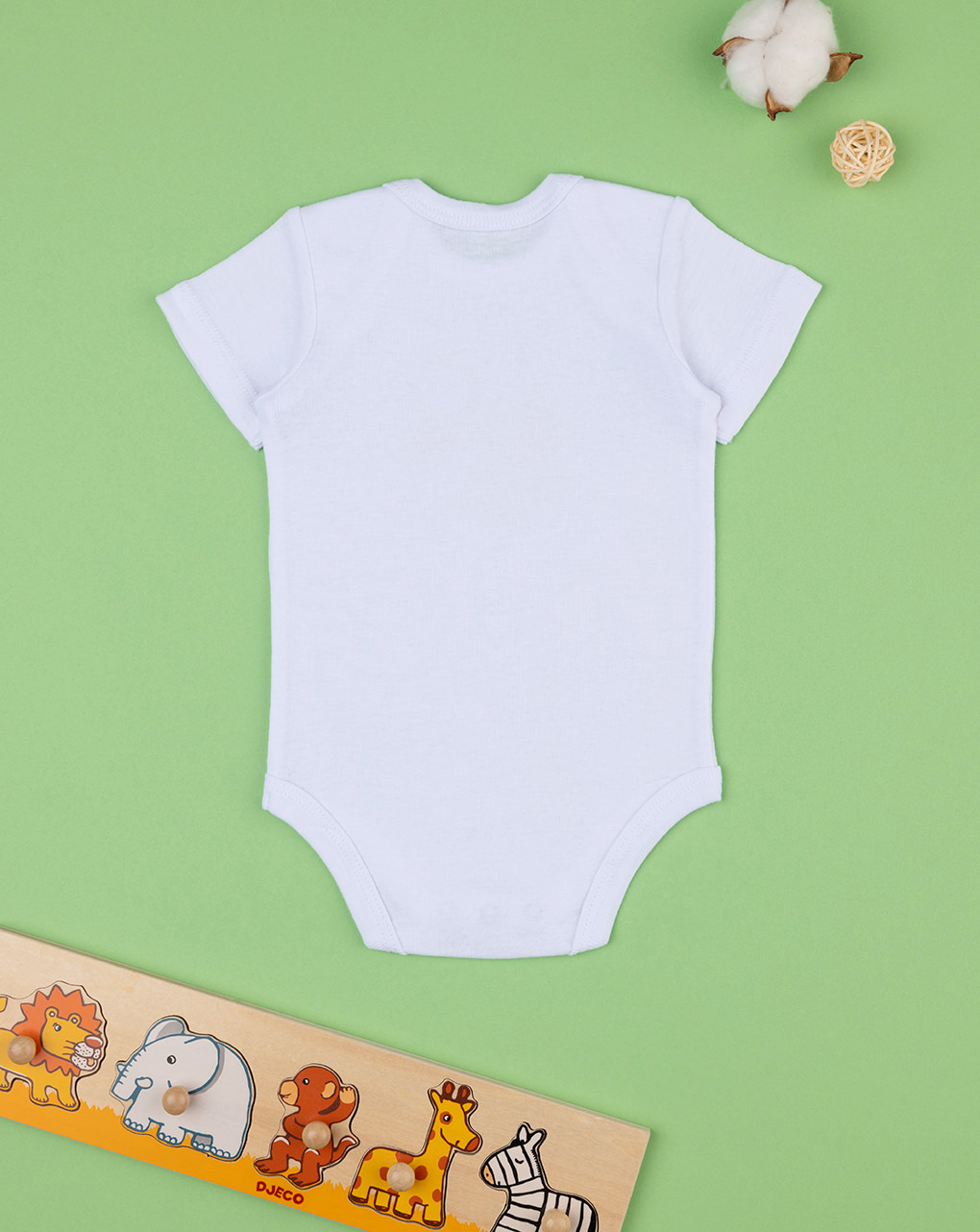 Body branco de manga curta para bebé com estampado - Prénatal