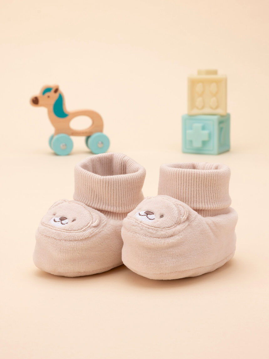 Sapatos de bebé em chenille castanho - Prénatal