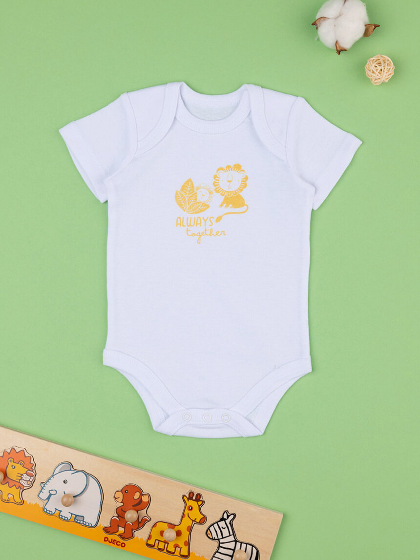 Body branco de manga curta para bebé com estampado - Prénatal