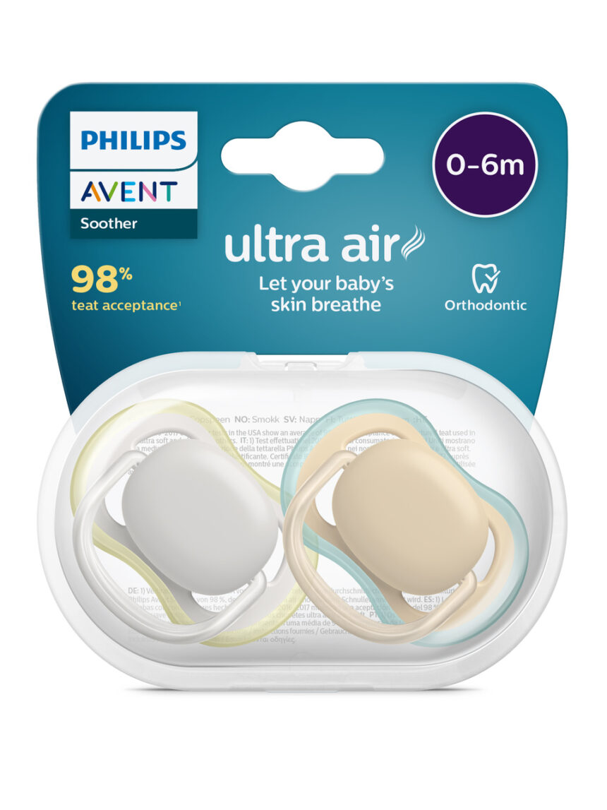 2 chupetas ultra air 0-6 meses cinzento/castanho - philips avent - Philips Avent