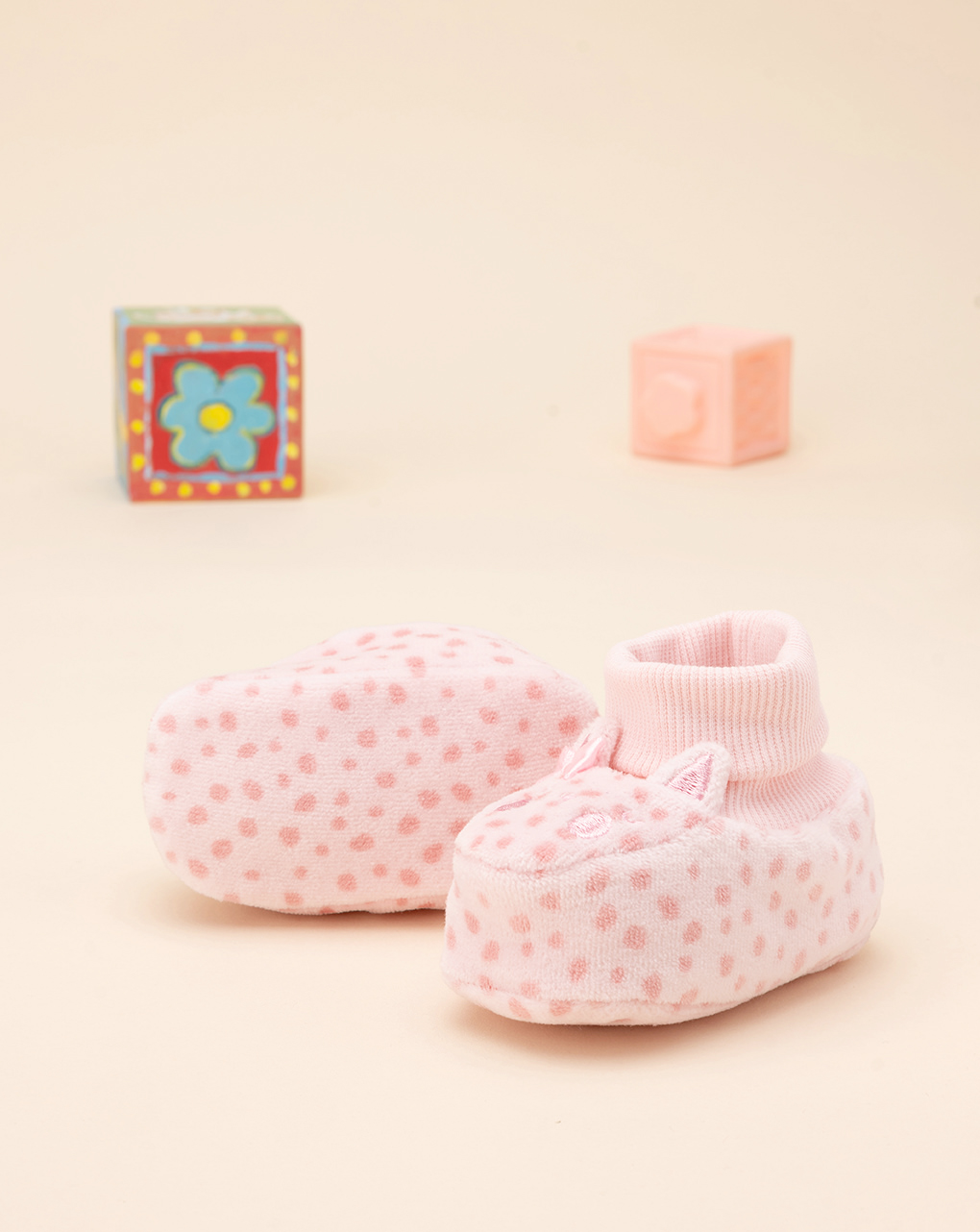 Sapatos de chenille rosa para bebé - Prénatal