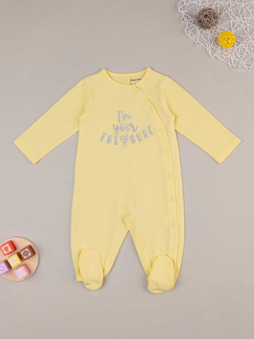 Fato de dormir amarelo para bebé menina com escrita - Prénatal