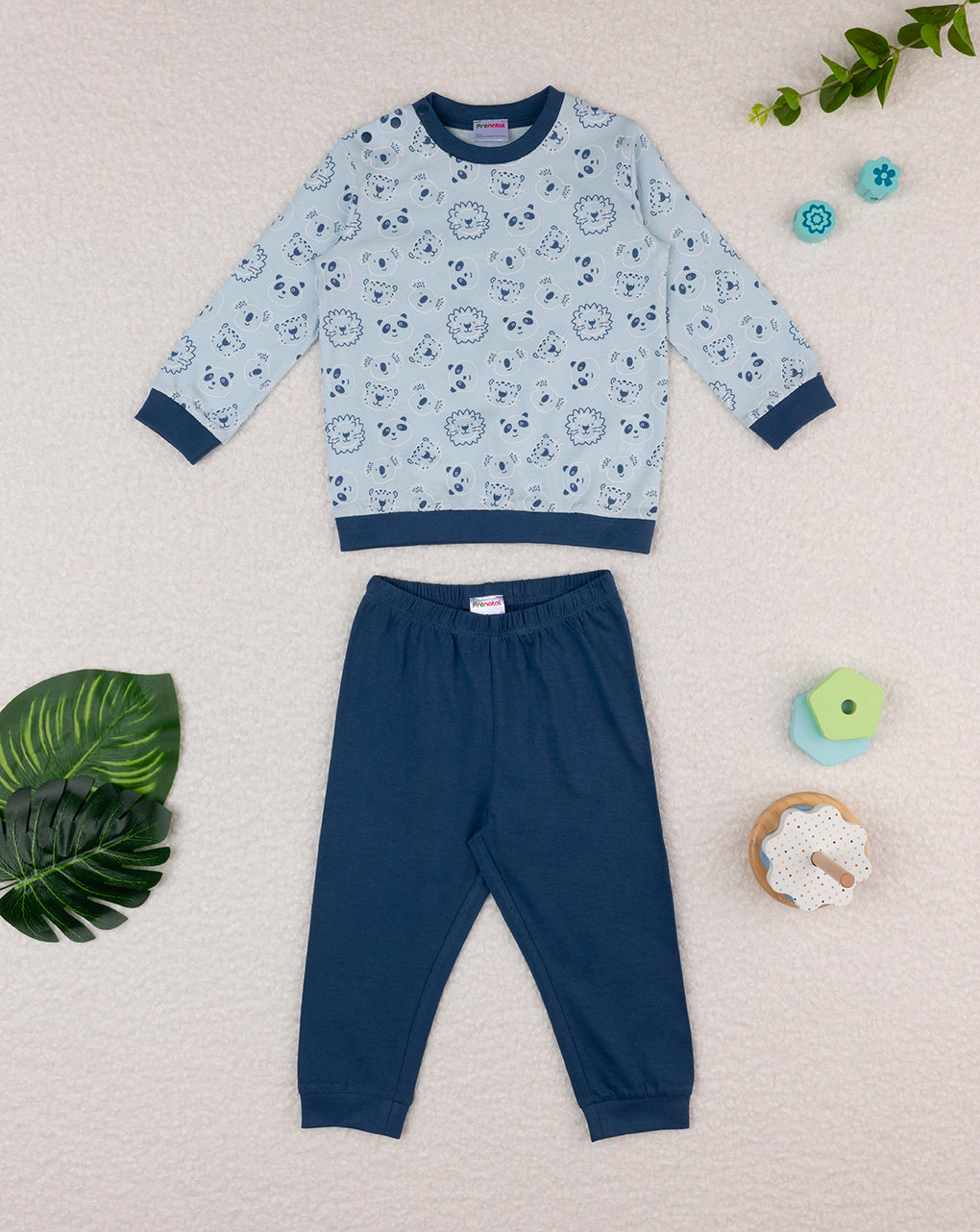 Pijama de animais azul bebé - Prénatal