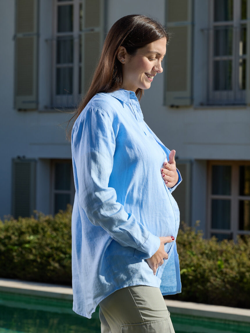 Camisa de maternidade azul clara - Prénatal