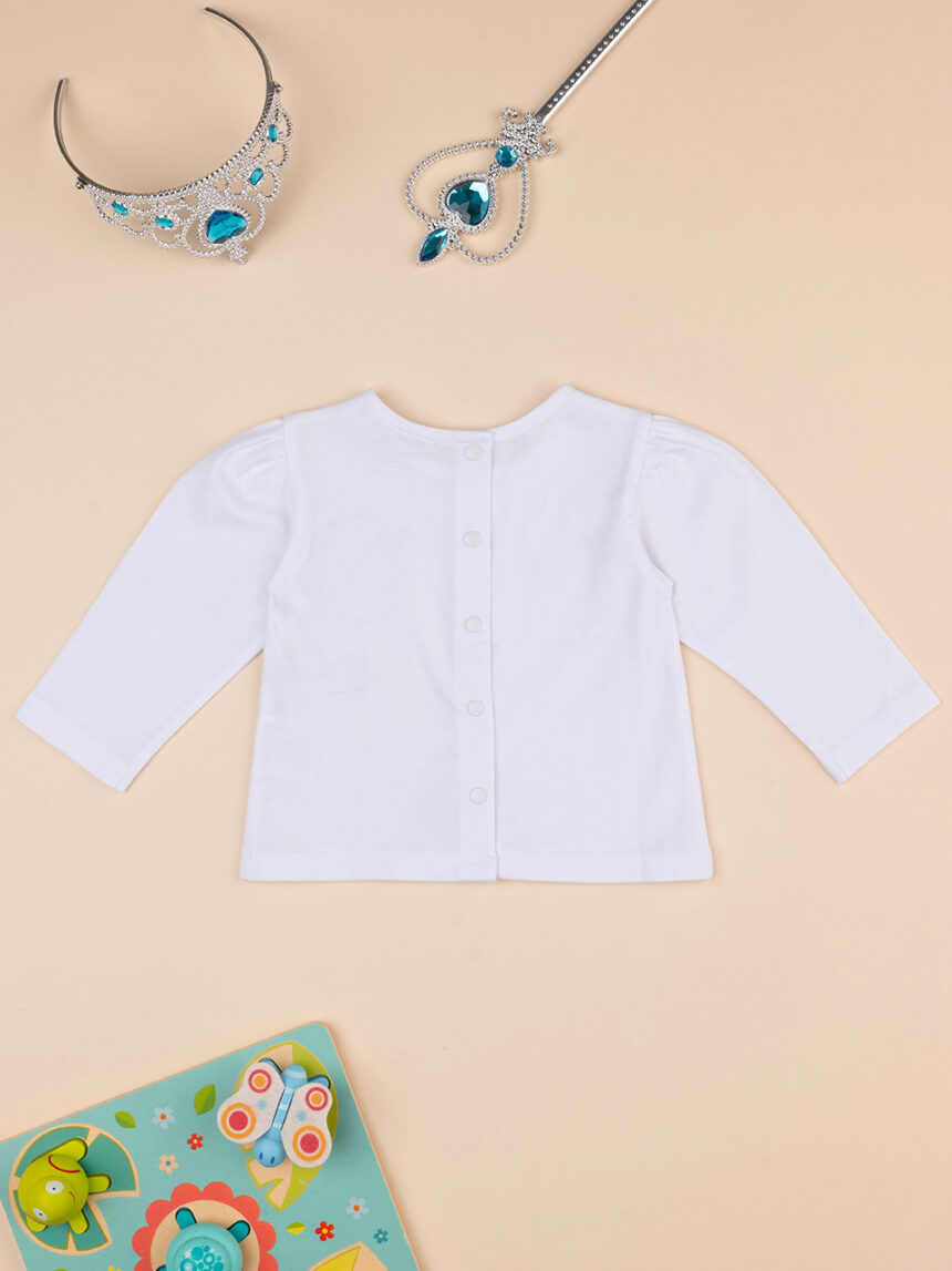 T-shirt branca de manga comprida de unicórnio para rapariga - Prénatal