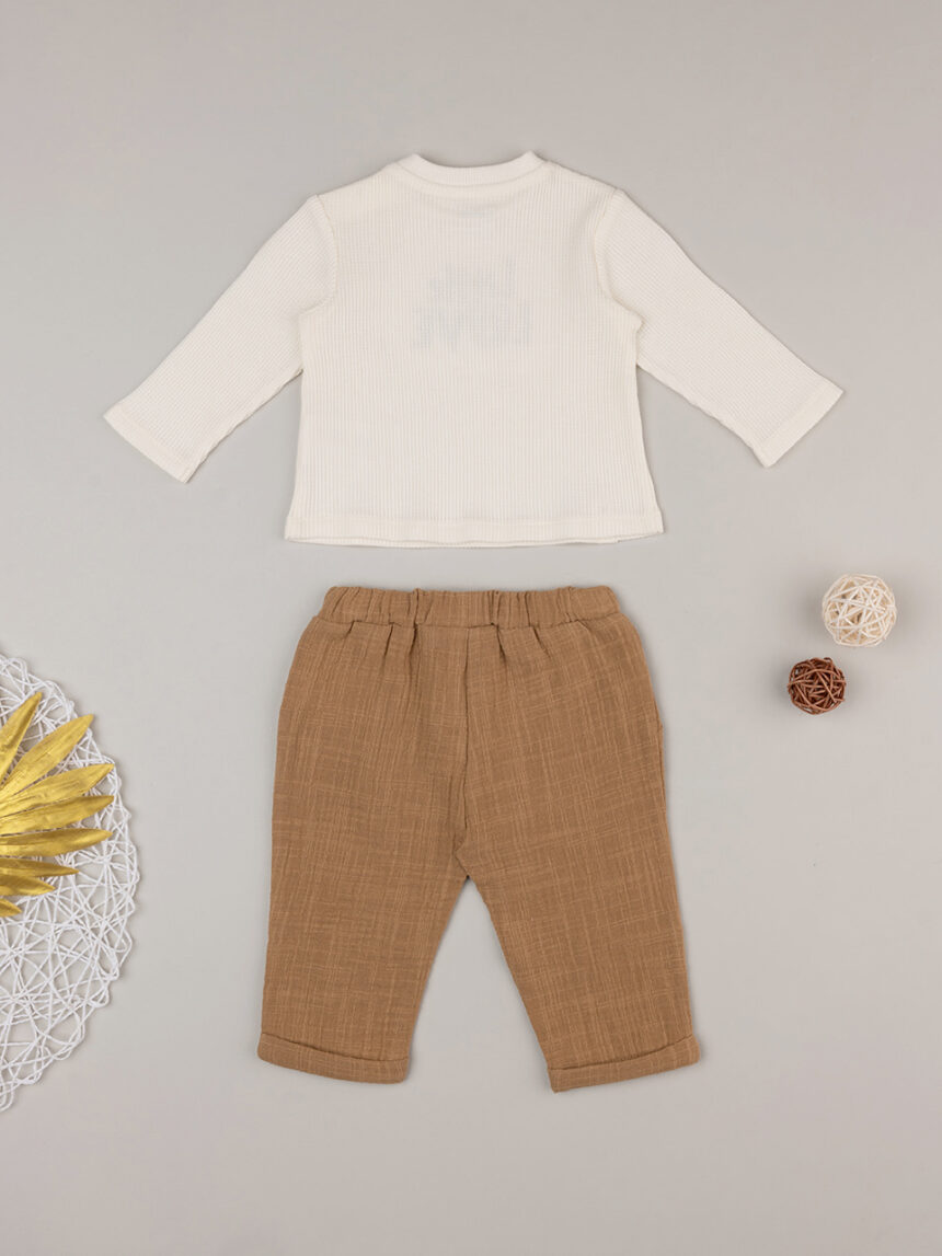 Conjunto de jersey waffle + calças para bebé - Prénatal