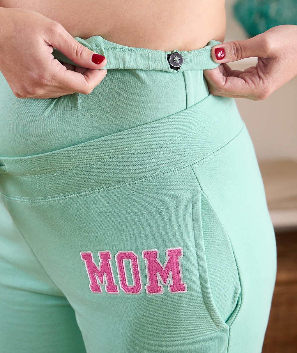 Camisola de malha em azul-petróleo "mom" jogger de maternidade - Prénatal