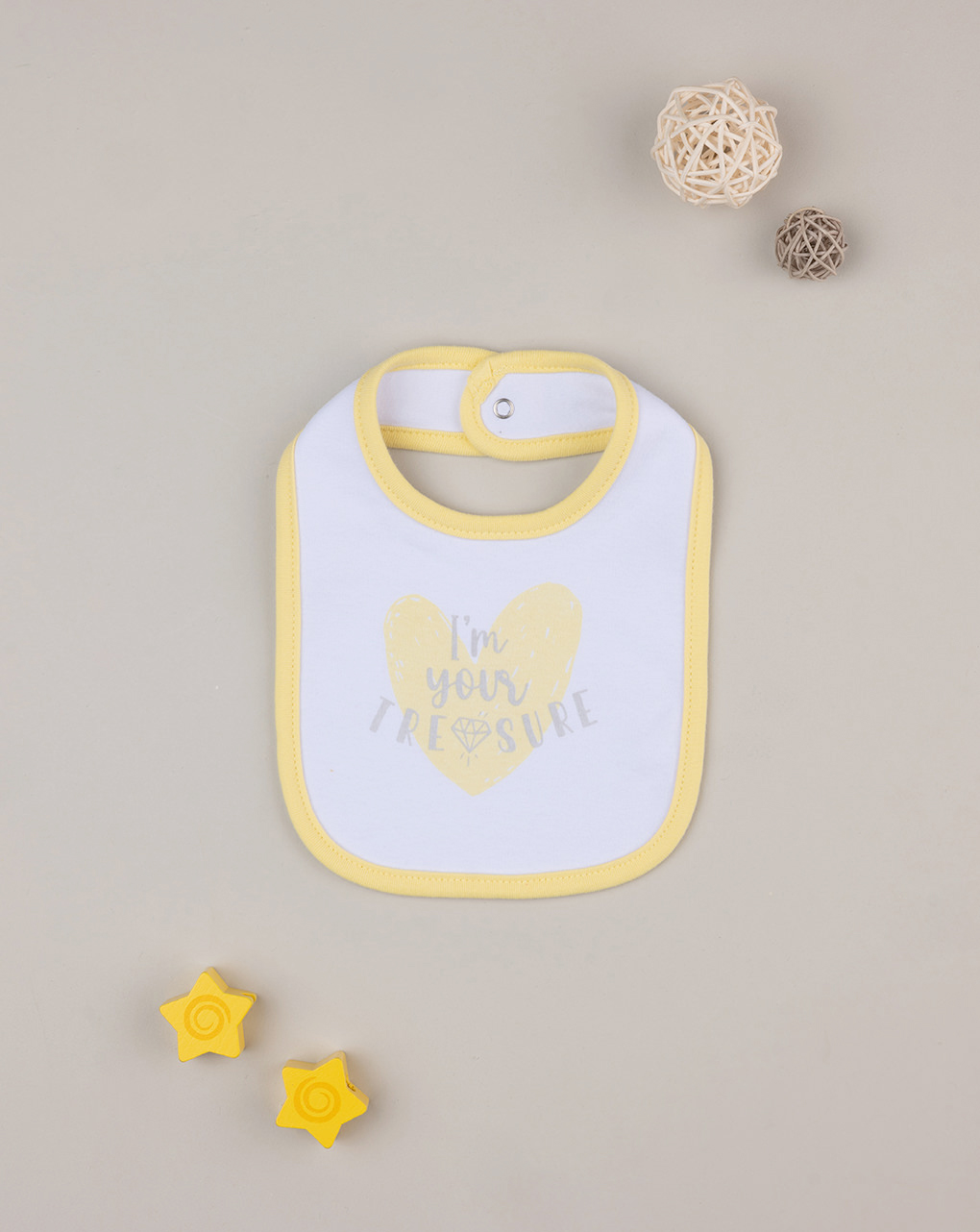 Babete amarelo para bebé com estampado - Prénatal