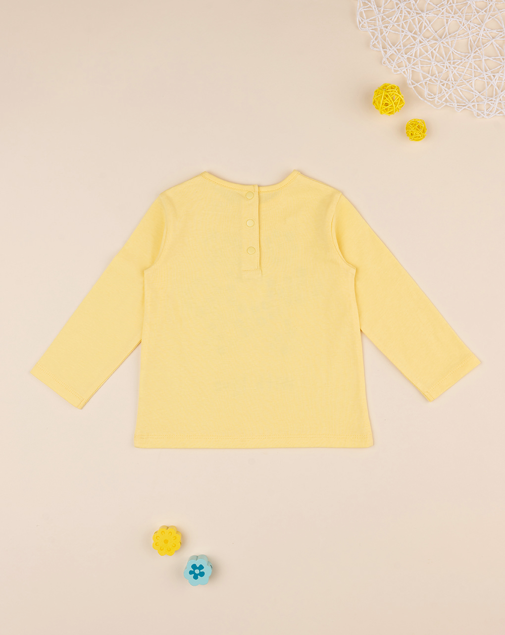 T-shirt de menina amarela com estampado - Prénatal